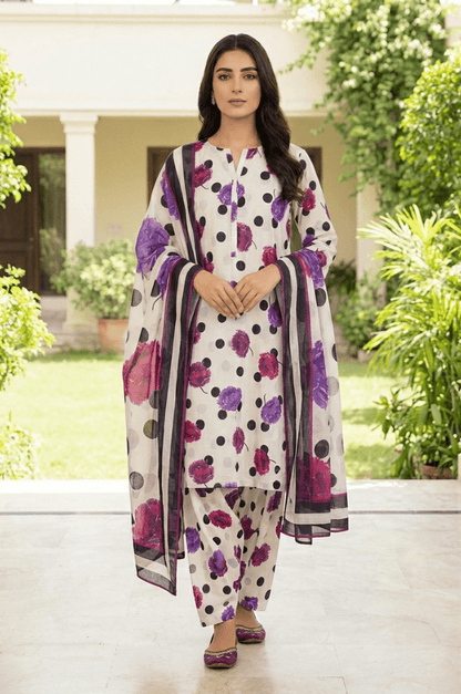 3 Piece Lawn Unstitched Suit With Dupatta - 4499
