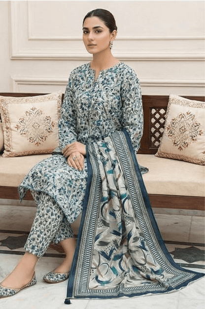 3 Piece Lawn Unstitched Suit With Lawn Dupatta - 4504