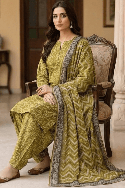 3 Piece Lawn Unstitched Suit With Dupatta - 4506