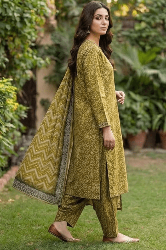 3 Piece Lawn Unstitched Suit With Dupatta - 4506