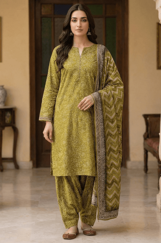 3 Piece Lawn Unstitched Suit With Dupatta - 4506