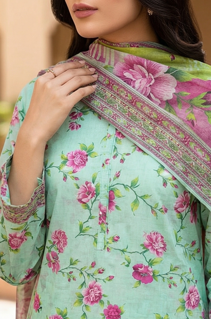 3 Piece Lawn Unstitched Suit With Lawn Dupatta - 4509