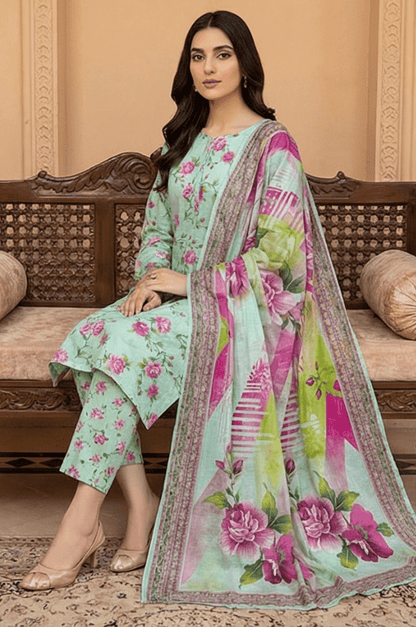 3 Piece Lawn Unstitched Suit With Lawn Dupatta - 4509