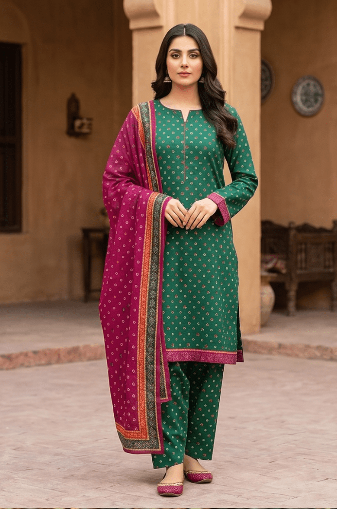 3 Piece Lawn Unstitched Suit With  Lawn Dupatta - 4511