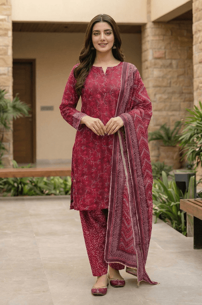 3 Piece Lawn Unstitched Suit With Lawn Dupatta - 4513
