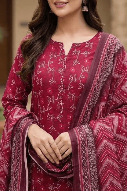 3 Piece Lawn Unstitched Suit With Lawn Dupatta - 4513