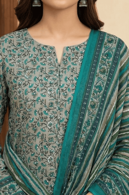 3 Piece Lawn Unstitched Suit With Lawn Dupatta - 4514