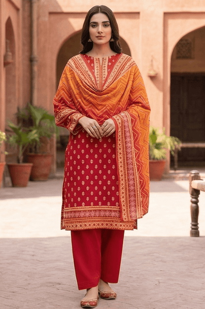 3 Piece Lawn Unstitched Suit With lawn Dupatta - 4516