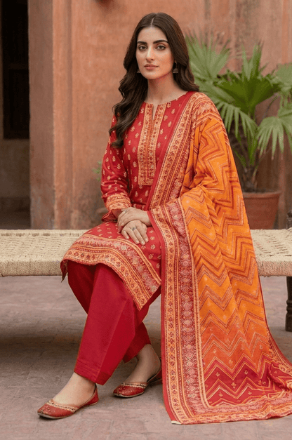 3 Piece Lawn Unstitched Suit With lawn Dupatta - 4516