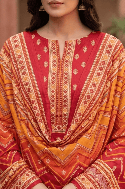 3 Piece Lawn Unstitched Suit With lawn Dupatta - 4516