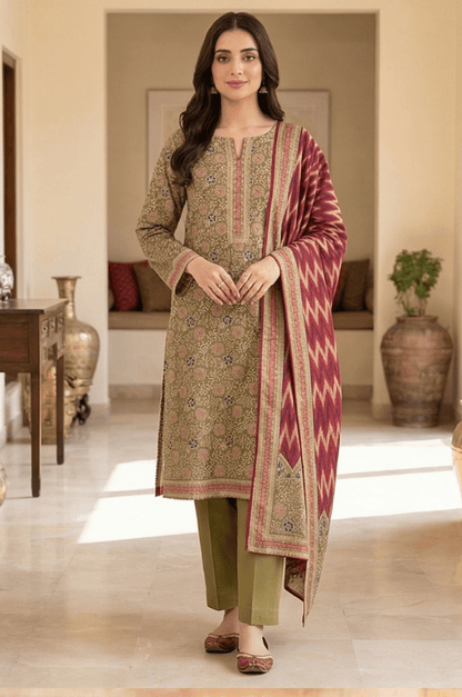 3 Piece Lawn Unstitched Suit With Lawn Dupatta - 4518