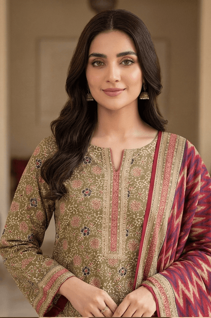 3 Piece Lawn Unstitched Suit With Lawn Dupatta - 4518