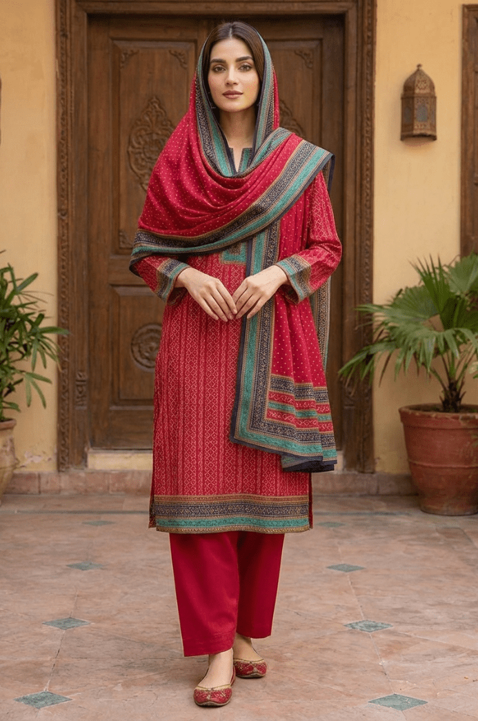 3 Piece Lawn Unstitched Suit With lawn Dupatta - 4521