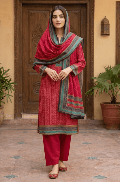 3 Piece Lawn Unstitched Suit With lawn Dupatta - 4521