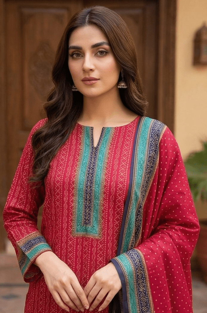 3 Piece Lawn Unstitched Suit With lawn Dupatta - 4521