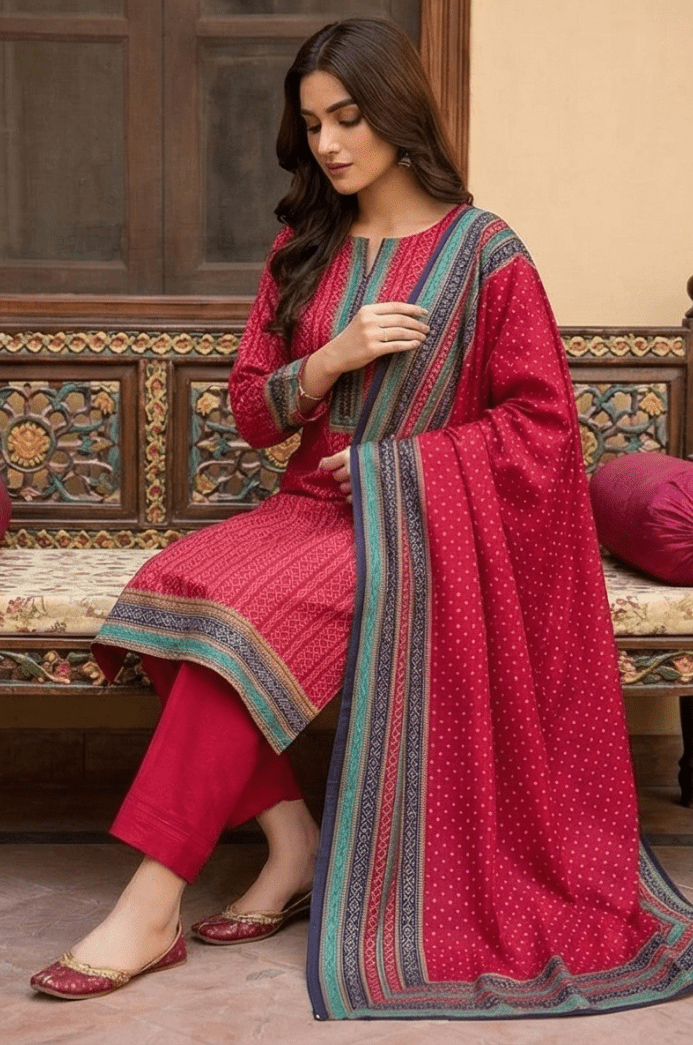 3 Piece Lawn Unstitched Suit With lawn Dupatta - 4521