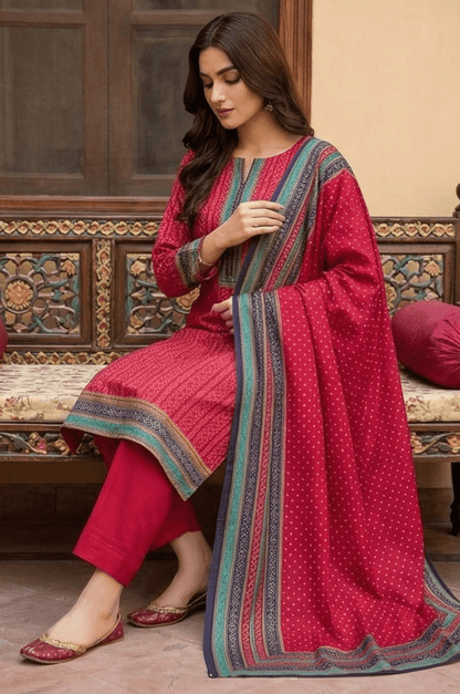 3 Piece Lawn Unstitched Suit With lawn Dupatta - 4521