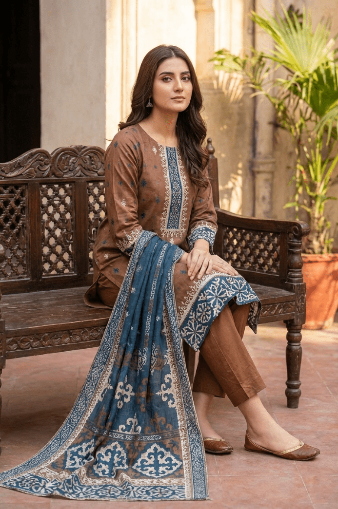 3 Piece Lawn Unstitched Suit With Lawn Dupatta - 4527