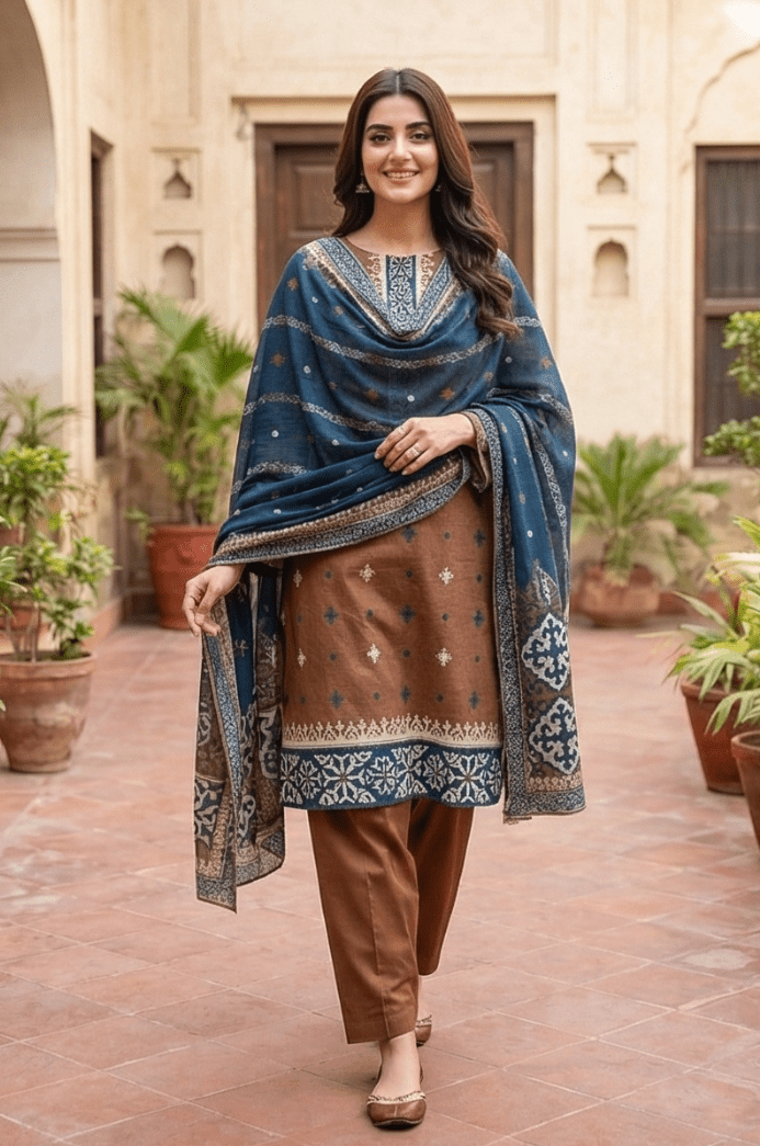 3 Piece Lawn Unstitched Suit With Lawn Dupatta - 4527