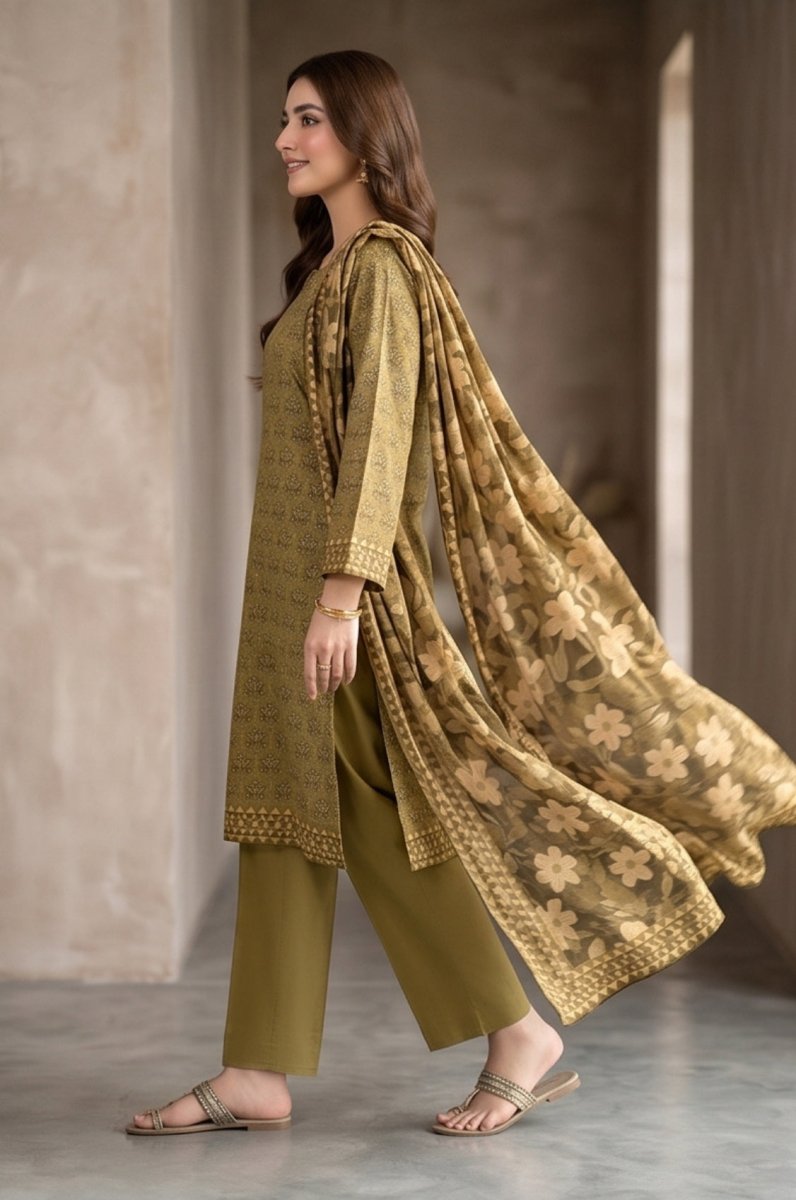 3 Piece Lawn Unstitched Suit With Voile Lawn Dupatta - 5029