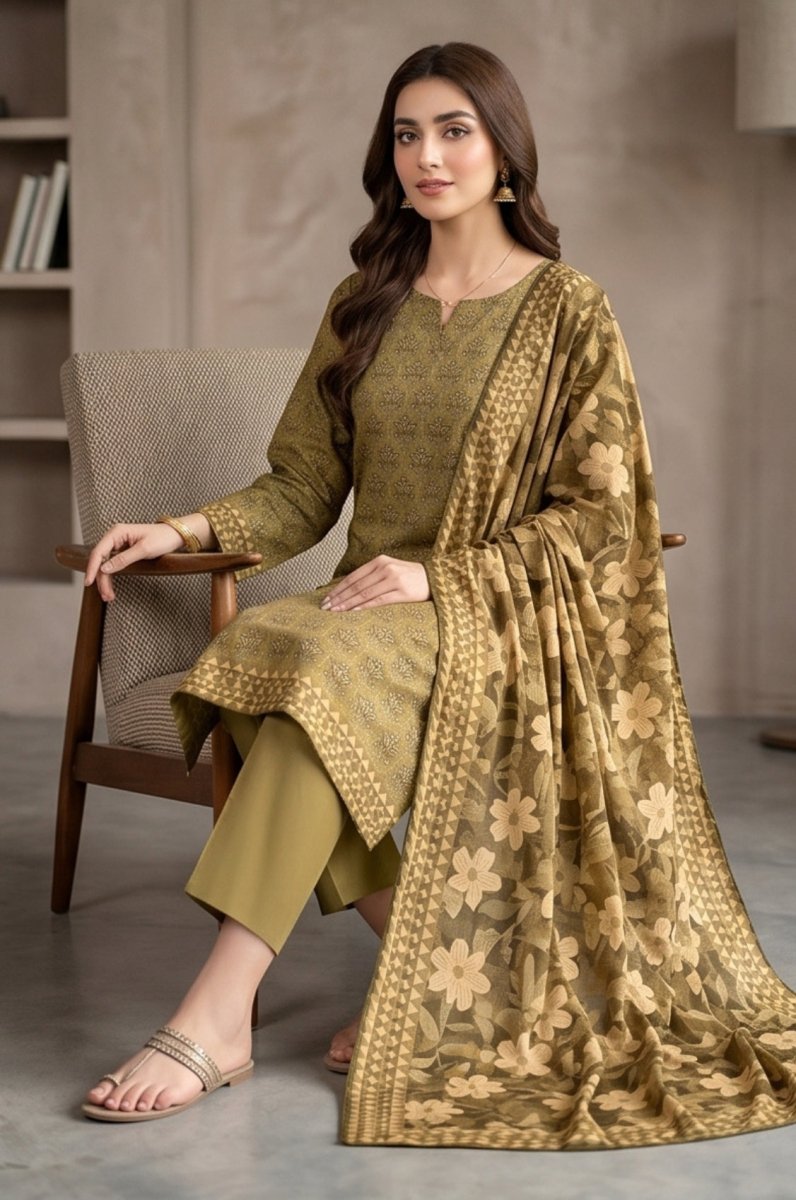 3 Piece Lawn Unstitched Suit With Voile Lawn Dupatta - 5029