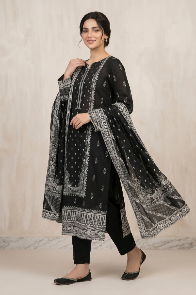 3 Piece Lawn Unstitched Suit With Voile Lawn  Dupatta - 5031