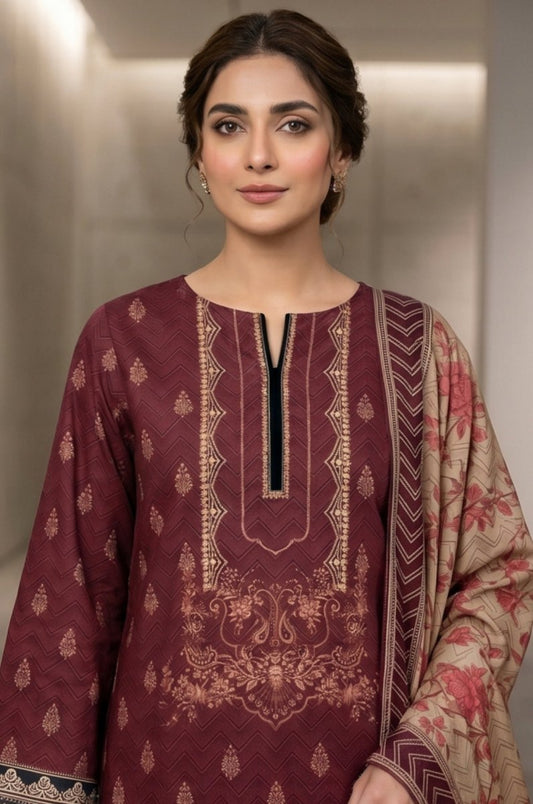 3 Piece Lawn Unstitched Suit With Voile Lawn  Dupatta - 5032