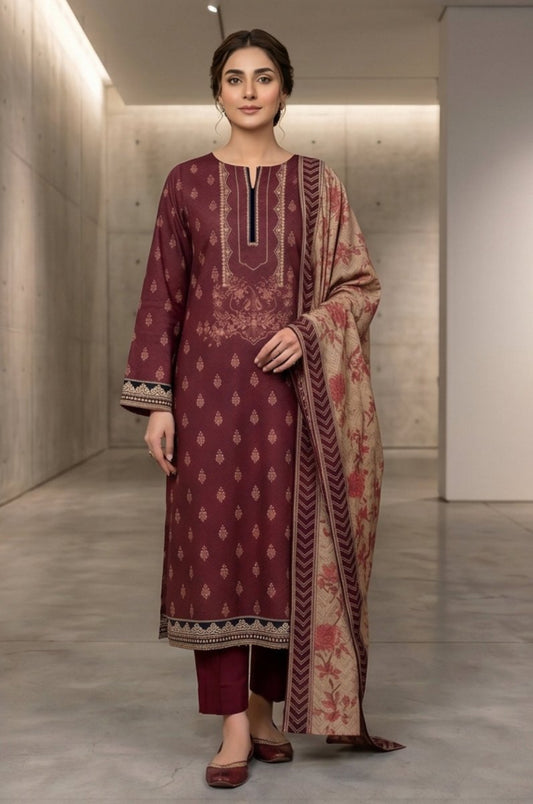 3 Piece Lawn Unstitched Suit With Voile Lawn  Dupatta - 5032