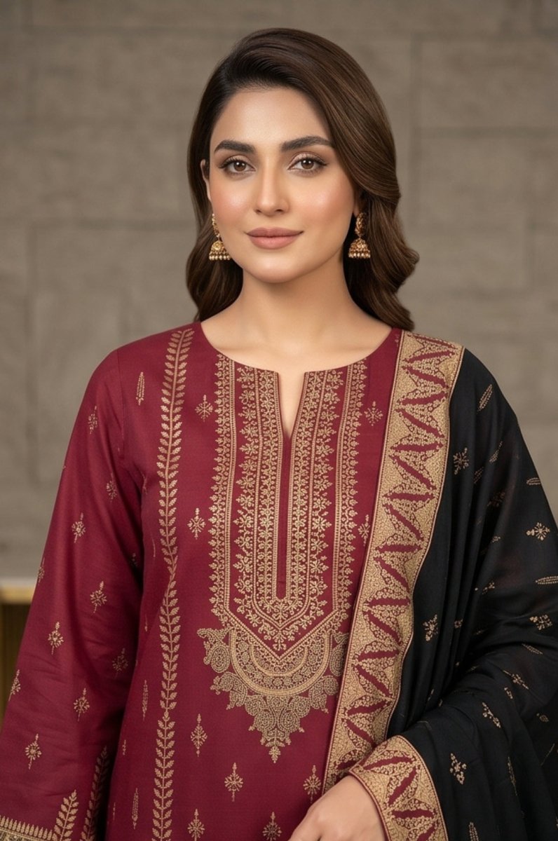 3 Piece Lawn Unstitched Suit With Voile Lawn  Dupatta - 5033