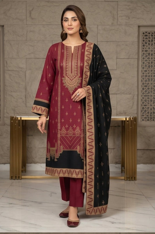 3 Piece Lawn Unstitched Suit With Voile Lawn  Dupatta - 5033