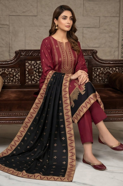 3 Piece Lawn Unstitched Suit With Voile Lawn  Dupatta - 5033