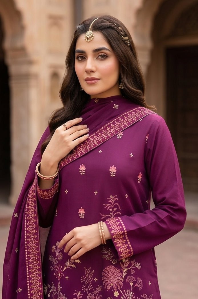 3 Piece Lawn Unstitched Suit With Voile Lawn Dupatta - 5034