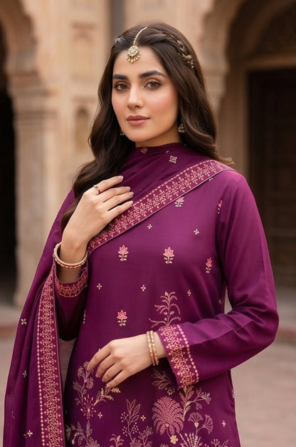 3 Piece Lawn Unstitched Suit With Voile Lawn Dupatta - 5034