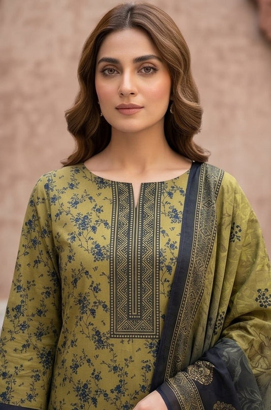 3 Piece Lawn Unstitched Suit With Lawn Dupatta - 5036