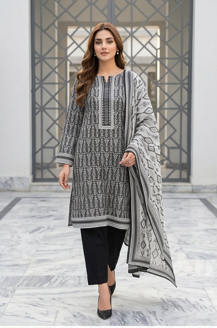 3 Piece Lawn Unstitched Suit With Voile Lawn  Dupatta - 5038