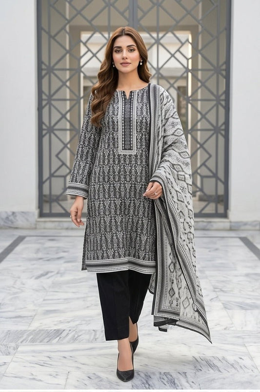 3 Piece Lawn Unstitched Suit With Voile Lawn  Dupatta - 5038