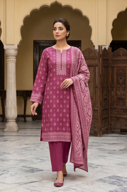 3 Piece Lawn Unstitched Suit With Voile Lawn  Dupatta - 5039