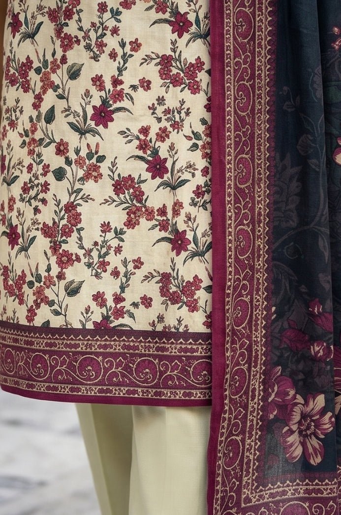 3 Piece Lawn Unstitched Suit With Voile Lawn  Dupatta - 5040