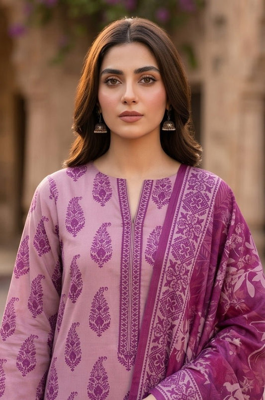 3 Piece Lawn Unstitched Suit With Voile Lawn  Dupatta - 5041