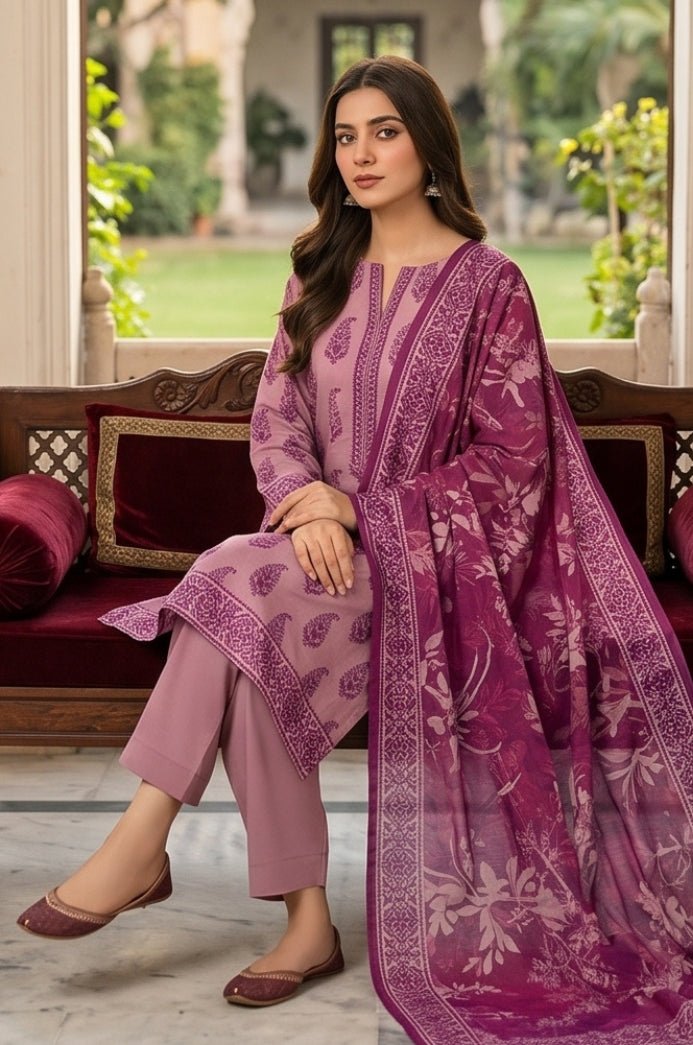 3 Piece Lawn Unstitched Suit With Voile Lawn  Dupatta - 5041