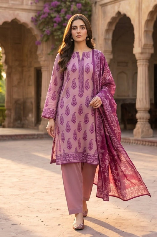 3 Piece Lawn Unstitched Suit With Voile Lawn  Dupatta - 5041