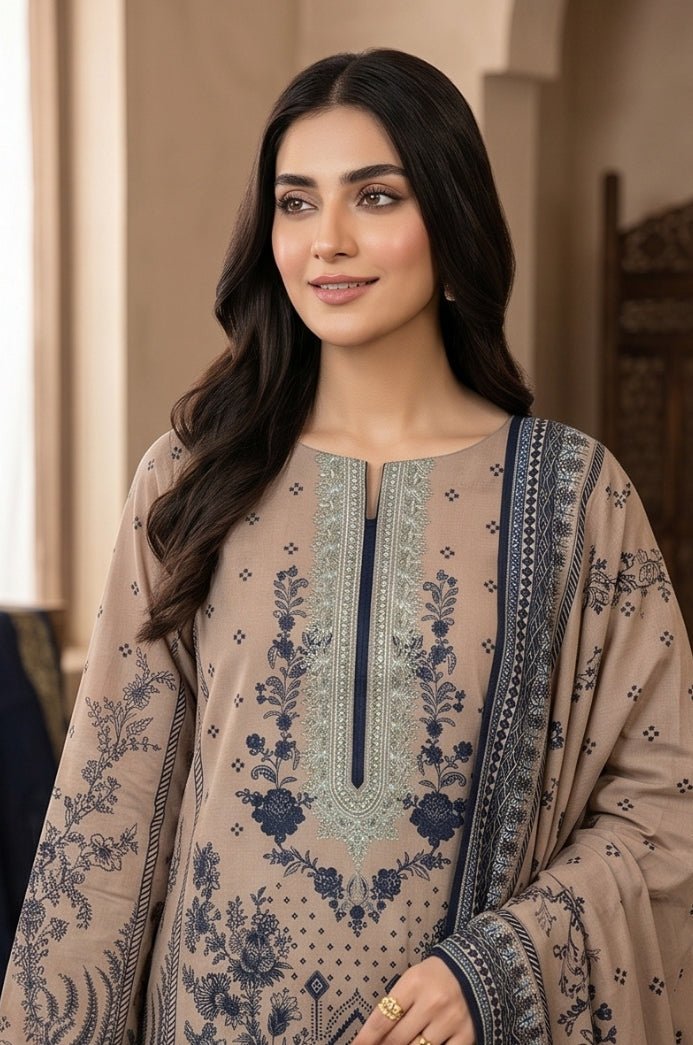 3 Piece Lawn Unstitched Suit With Voile Lawn  Dupatta - 5042