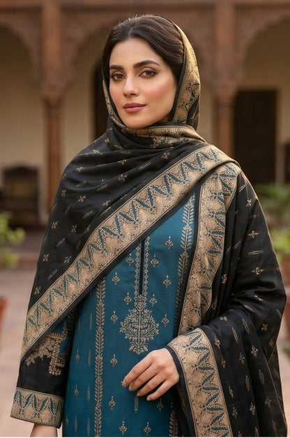 3 Piece Lawn Unstitched Suit With Voile Lawn  Dupatta - 5047