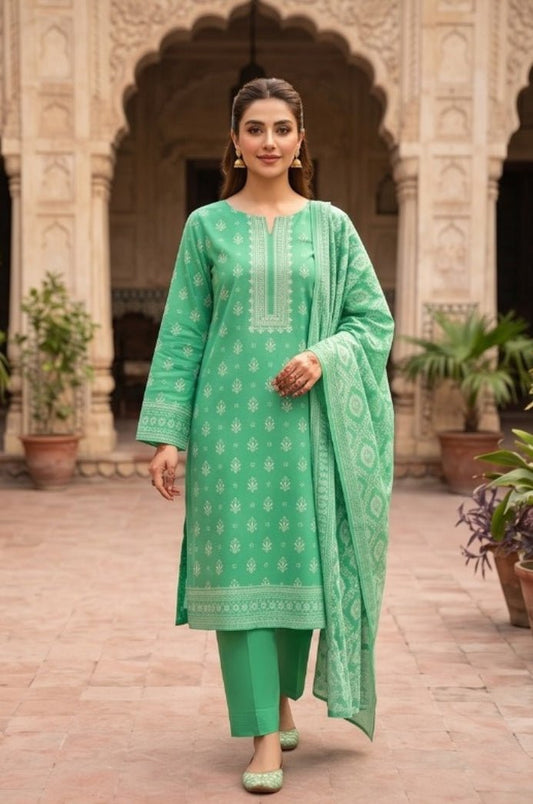 3 Piece Lawn Unstitched Suit With Voile Lawn  Dupatta - 5048