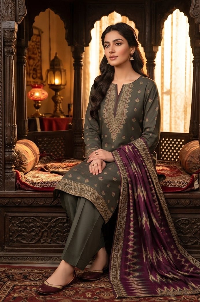 3 Piece Lawn Unstitched Suit With Voile Lawn  Dupatta - 5049
