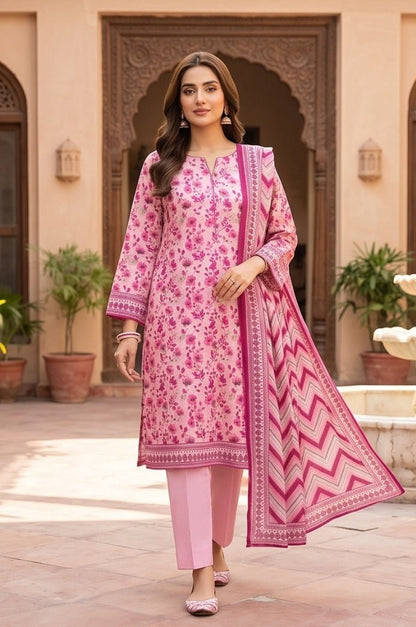 3 Piece Lawn Unstitched Suit With Voile Lawn  Dupatta - 5050