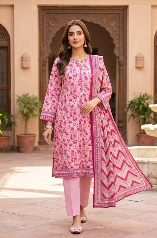 3 Piece Lawn Unstitched Suit With Voile Lawn  Dupatta - 5050