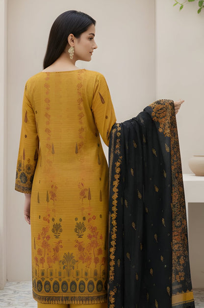 3 Piece Premium Lawn Unstitched Suit With Chiffon Dupatta - 1044