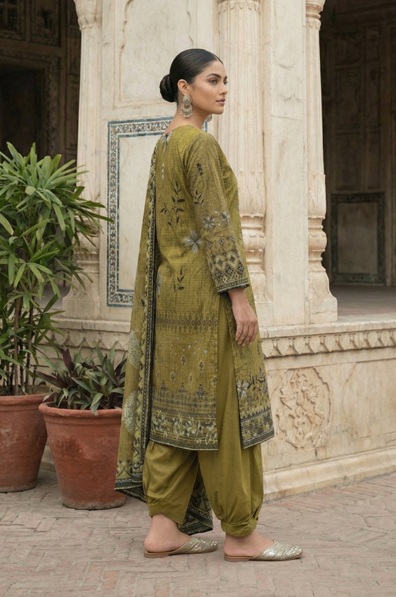 3 Piece Premium Lawn Unstitched Suit With Lawn  Dupatta - 4328