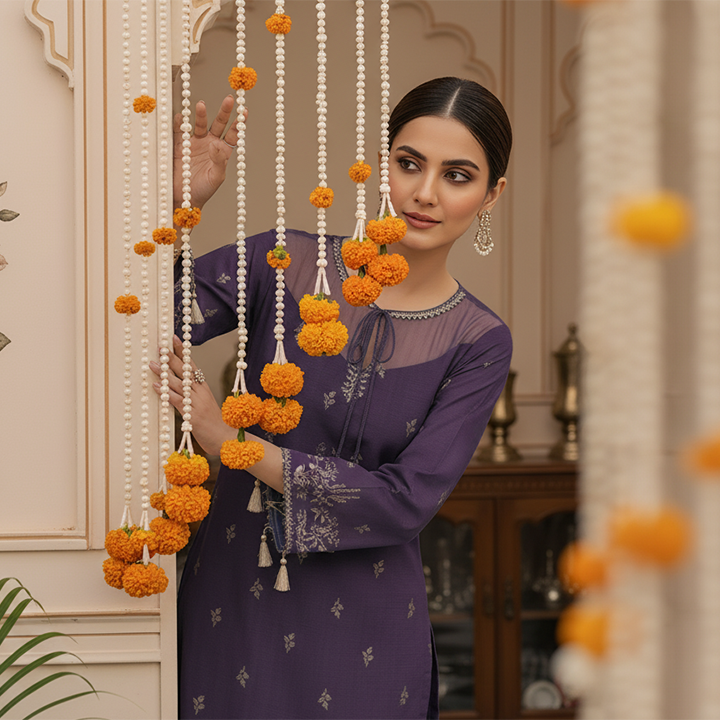 3-Piece Premium Viscose Embroidery Suit - 1214